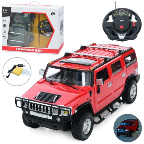 Р/К джип, Hummer H2, 1:14, акум, 35см, світло, гумові колеса, USBзарядне, 2 кольори, в кор-ці, 48,5-39,5-18см 