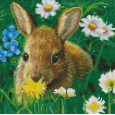 Набір для творчості алмазна картина Зайченя на галявині Strateg розміром 30х30 см (CA-0032)