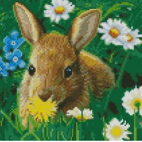 Набір для творчості алмазна картина Зайченя на галявині Strateg розміром 30х30 см (CA-0032)