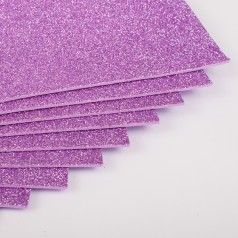 Фоаміран із гліттером 20*30 см, EVA, Флексіка, 2 мм. 10 аркушів в ГРР: бузковий