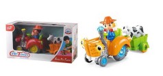 Трактор с прицепом свет, мелодия, колесо свободного хода, съемный прицеп, фигурка коровы, в кор. /24/