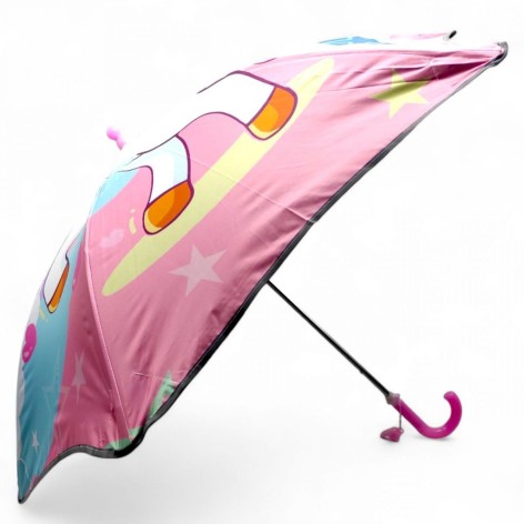 Парасолька MIC "РОЖЕВА 1" поглиблений купол світловідбиваючі смужки свисток (C68654)