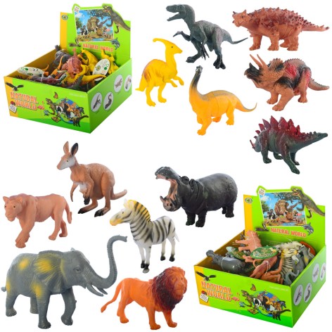 Фигурка 2 вида (дикие от 11см, динозавры от 14см), (6 видов) /6/144/24шт в дисплее, 26-12-23см