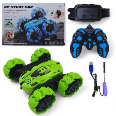 Машинка-перевертыш трюковая на радиоуправлении зеленая