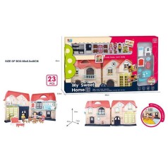 Будиночок дверний дзвінок, підсвічування ліхтарів, меблі, ляльки, в кор. 