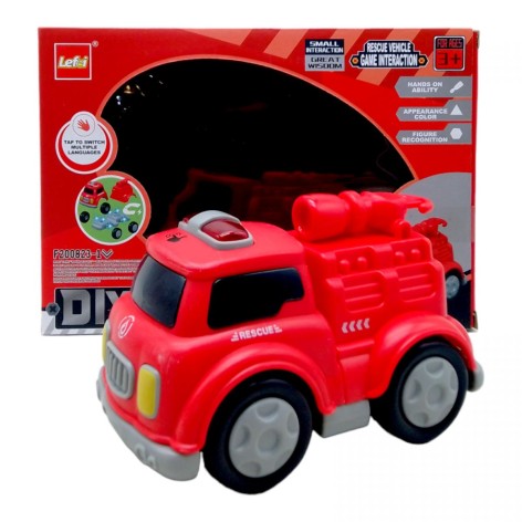 Машинка-конструктор интерактивная "Пожарная", магнитная, со светом