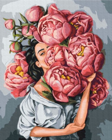 Картина по номерам: В облаке пионов 40*50 BS53067