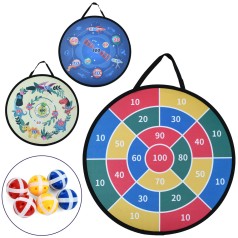 Дартс на липучці, 55см, м'ячики 6шт, 3 види, у п/е 23-22-4см 