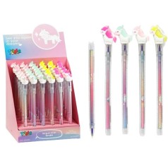 Ручка Единорог, гелевая, синяя паста, украшение единорог