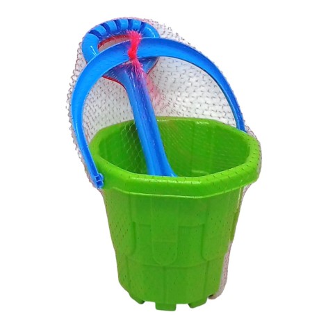 Пісочний набір - відро, лопатка, граблі (зелений)