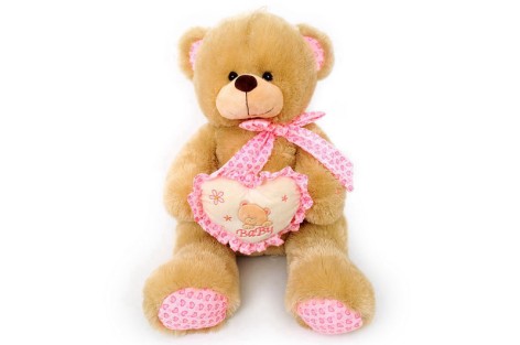 М'яка іграшка Ведмедик із серцем сірий 80 см