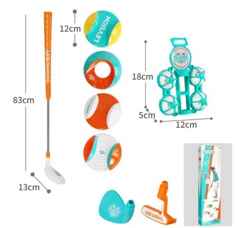 Набор для гольфа детский HD 394, 4 мяча, 3 насадки для клюшек, лунка, 53*15 см, в коробке
