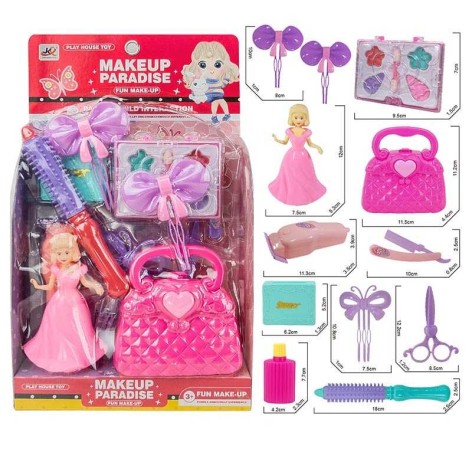 Набір прикрас лялька, сумочка, тіні, аксесуари для зачісок, на листі 