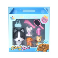 Собака набір 4шт (9см, 4см), аксесуари, наліпки, в кор-ці, 20-22-6см 