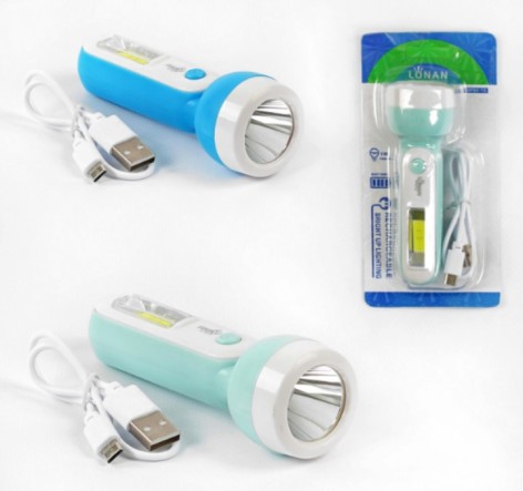 Фонарь светодиодный аккумуляторный, 5 режимов работы, сигнальный режим, USB-кабель, на листе 