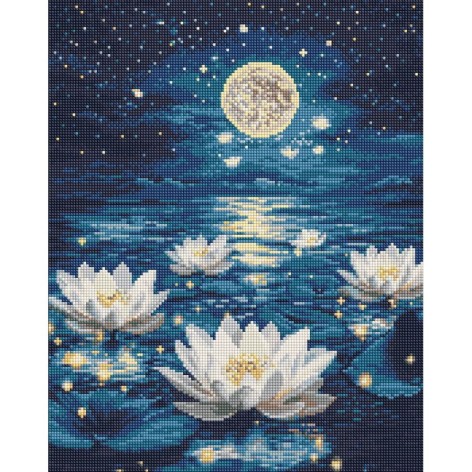 Алмазна мозаїка "Лотос під сяйвом" 40х50 см