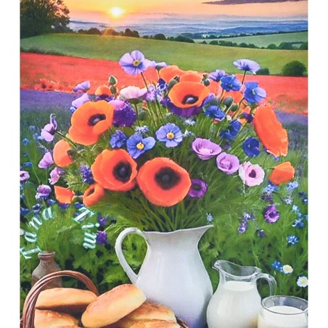 Набір для творчості алмазна картина Ранкові миті на лузі Strateg розміром 40х50 см (SK88277)