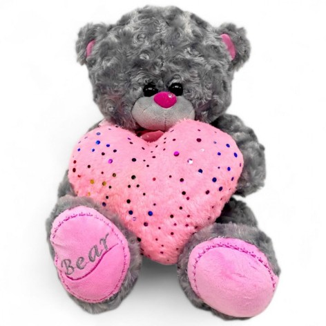 М'яка іграшка "Ведмедик Мішель" (25 см; за стандартом - 40 см) з рожевим серцем