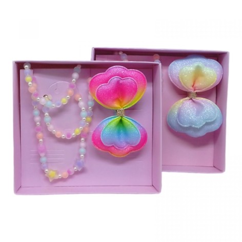Набір прикрас C 63936 3 види, шпилька для волосся, намисто, браслет, в коробці