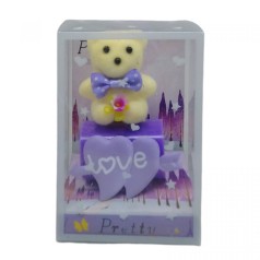 Мишка с сердцем Love сиреневый