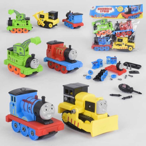 Набір поїздів конструктор, викрутка, 4 штуки в п/е 