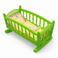 Ліжечко-люлька для ляльок та пупсів, мала, з ліжком, 34 см (зелена)