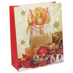Пакет подарочный 32 х 26 см подарки золотые