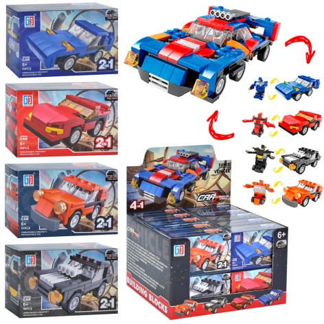 Конструктор транспорт, от 51 дет, (4вида) /12/240/20шт в корр.