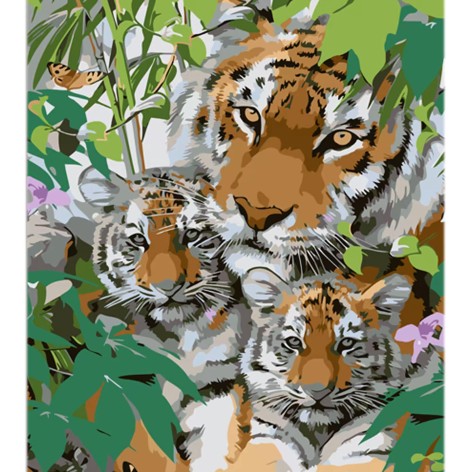 Набір для розпису за номерами Сім'я тигрів Strateg розміром 30х40 см (LY45)