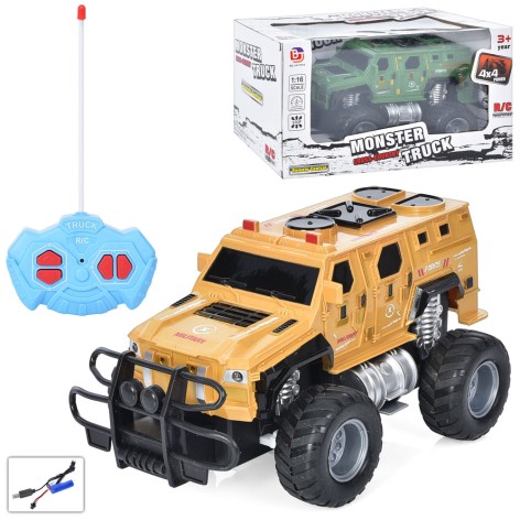 Р/К джип, 1:16, 24см, 2 кольори, на акумулятор, USB зарядка, в кор-ці, 30-16-16см 