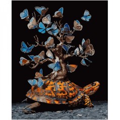 Набор для росписи по номерам Мир на черепахе Strateg с лаком и размером 40х50 см (SY6007)