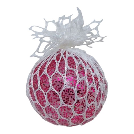 Антистресс "Мячик-мозг Mesh Squish Game" (6 см), малиновый, блестки.