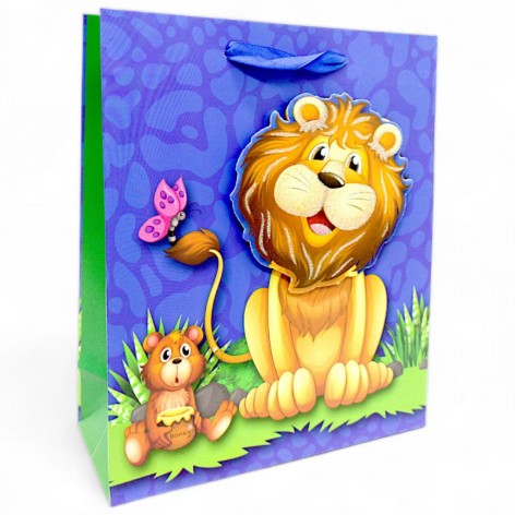 Пакет подарочный (19,5х8х23,5 см.), лев