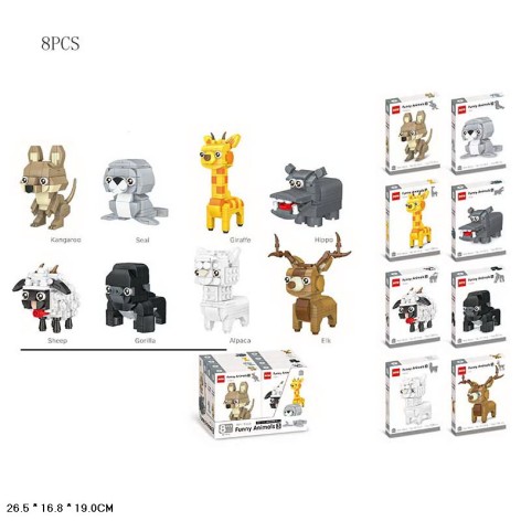 Ігровий набір конструктор-тварини, 8 видів, /24/192/8шт в кор. 26,5*16,8*19см