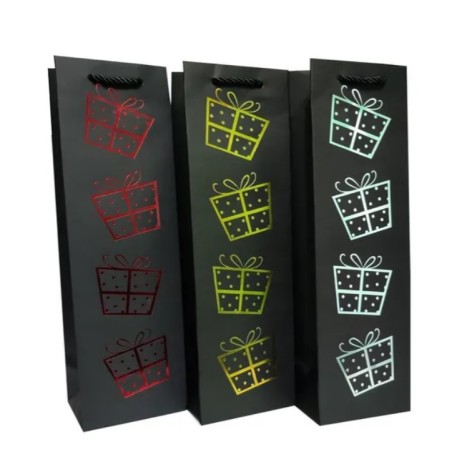 Подарунковий пакет високий з картону, 3 види, 12*35*8 см 6 шт. в уп.