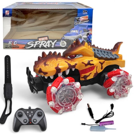 Машинка на радіокеруванні "Динозавр", світло, пар (помаранчевий)