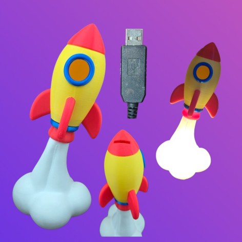 Светильник ракета 26см Usb. Работает от сети и павербанка