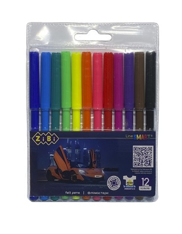 Фломастери, 12 кільк., МАШИНКА, SMART Line 2 шт. у уп. //