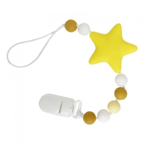 Силіконовий ланцюжок для пустушки "Зірочка", жовтий
