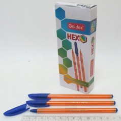 Ручка масляна Goldex HEXO #1101 Blue 0,6мм 12 шт. в уп.