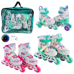 Роликовые коньки размер S (30-33) колеса PU 1 свет 2 цвета, в сумке 38*7*31 см /6/