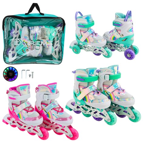Роликовые коньки размер S (30-33) колеса PU 1 свет 2 цвета, в сумке 38*7*31 см /6/