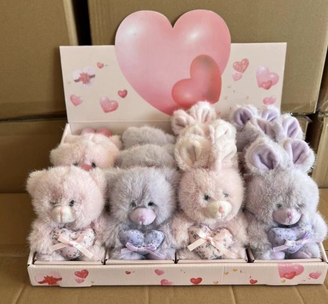 М'яка іграшка 13см медведик та кролик із серцем /12/144/12шт в кор.