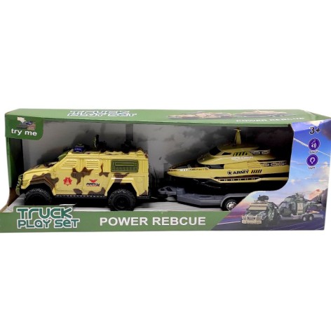 Ігровий набір "БТР з Катером НА ПРИЧЕПІ" (БЕЖЕВИЙ) кор. 47х11,5х16,5 см