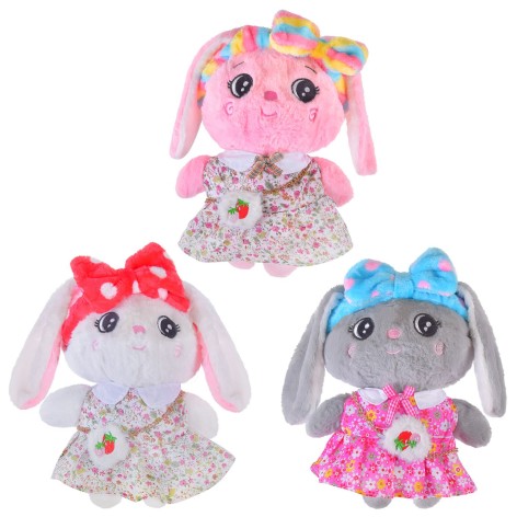 Мягкая игрушка кролик в одежде с очками 30см 