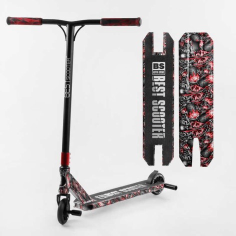 Самокат трюковый "Best Scooter" (HIC-система, ПЕГИ, алюминиевый диск и дека с ПРИНТОМ, колеса PU, d=110 мм, ширина руля - 60 см, в коробке)
