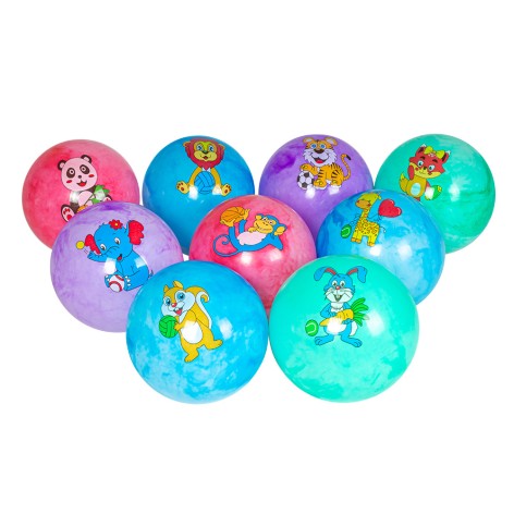 М'яч 9' BT-PB-0175 тварини 10 малюнків, 5 кольорів, перламутр 60г
