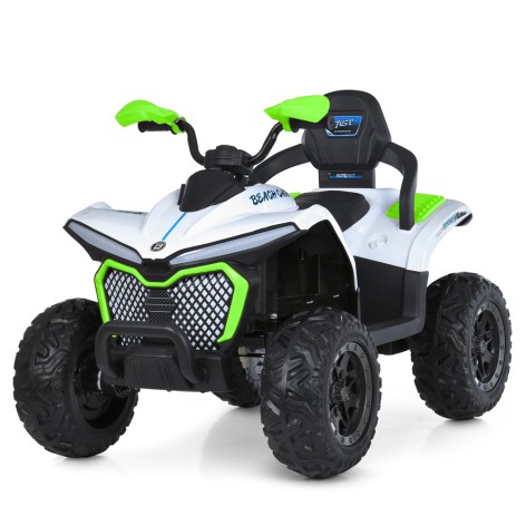 Квадроцикл M 6222EBLR-1-5 (1шт) 2,4G р/к, 1*12V10AH, 4*35W, MP3, USB, TF, BLUETOOTH, EVA, шкіра, музика, світло, біло-зелений