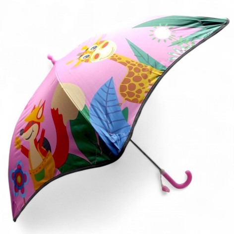 Парасолька MIC "РОЖЕВА 2" тростина, світловідбиваючі смужки, свисток, висота 66 см, діаметр 77 см (C68654)