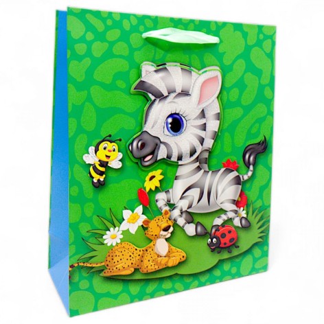 Пакет подарочный (19,5х8х23,5 см.), зебра